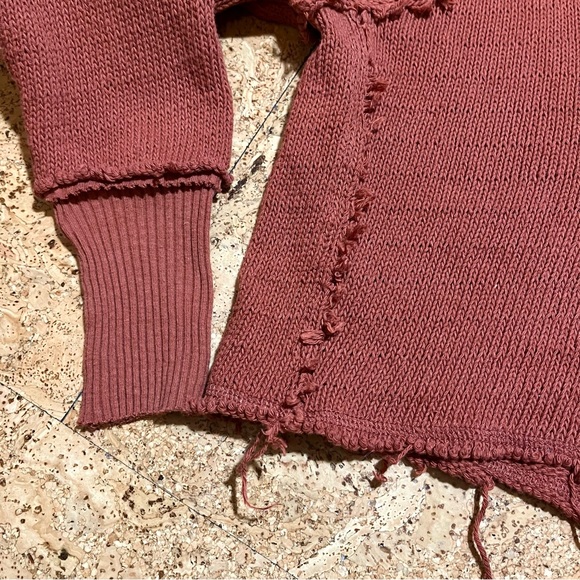 We The Free by Free People Darcy Cropped Distressed Burnt Orange Sweater Sz S - Picture 8 of 15